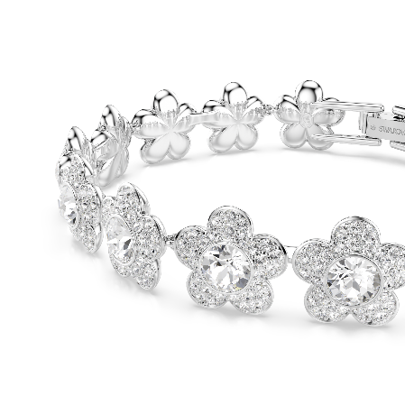 Resim Ariana Grande x Swarovski Bileklik, Yuvarlak kesim, Çiçek, Beyaz, Rodyum kaplama