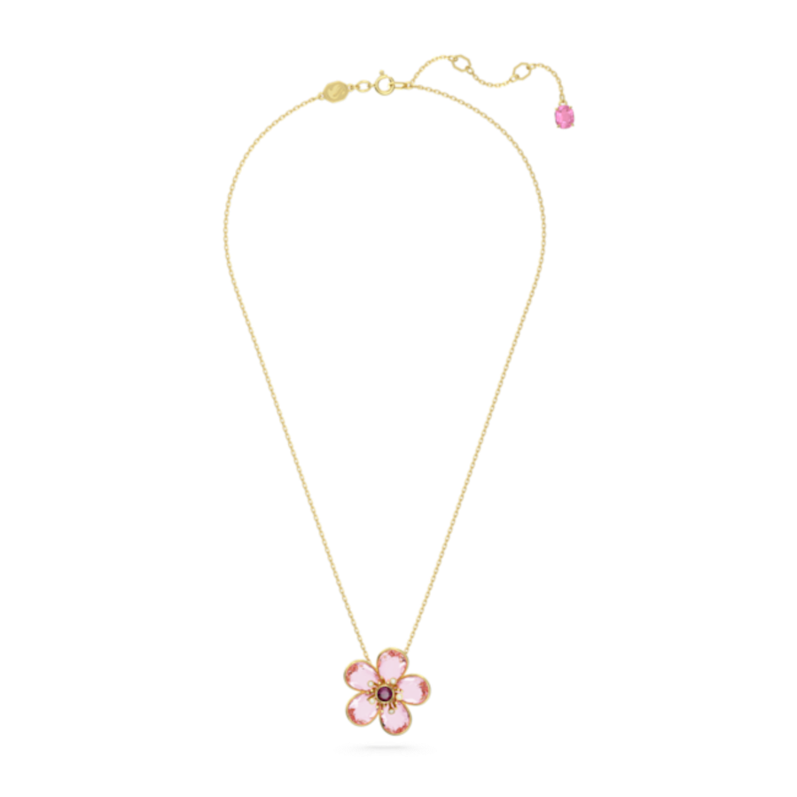 Resim Florere Kolye, Çiçek, Küçük, Pembe, Altın rengi kaplama