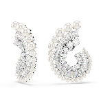 Resim Ariana Grande x Swarovski damla küpeler, Kristal inci, Karışık kesimler, Beyaz, Rodyum kaplama