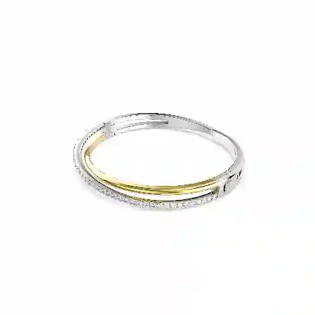 Resim Hyperbola Bileklik, Yuvarlak kesim, Beyaz, Karışık metal yüzey