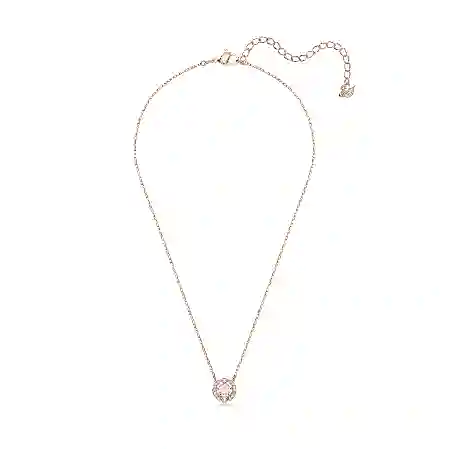 Resim Swarovski Sparkling Dance Kolye, Yuvarlak kesim, Beyaz, Pembe altın rengi kaplama