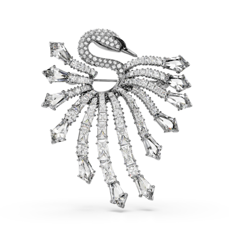 Resim The Vienna Collection Broş, Kuğu, Beyaz, Rutenyum kaplama