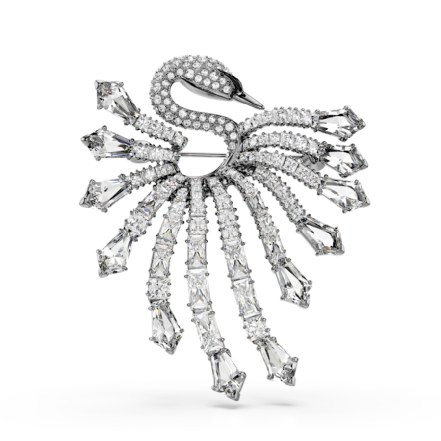 Resim The Vienna Collection Broş, Kuğu, Beyaz, Rutenyum kaplama