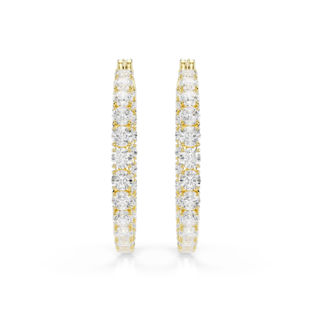 Resim Matrix halka küpeler, Yuvarlak kesim, Beyaz, Altın rengi kaplama