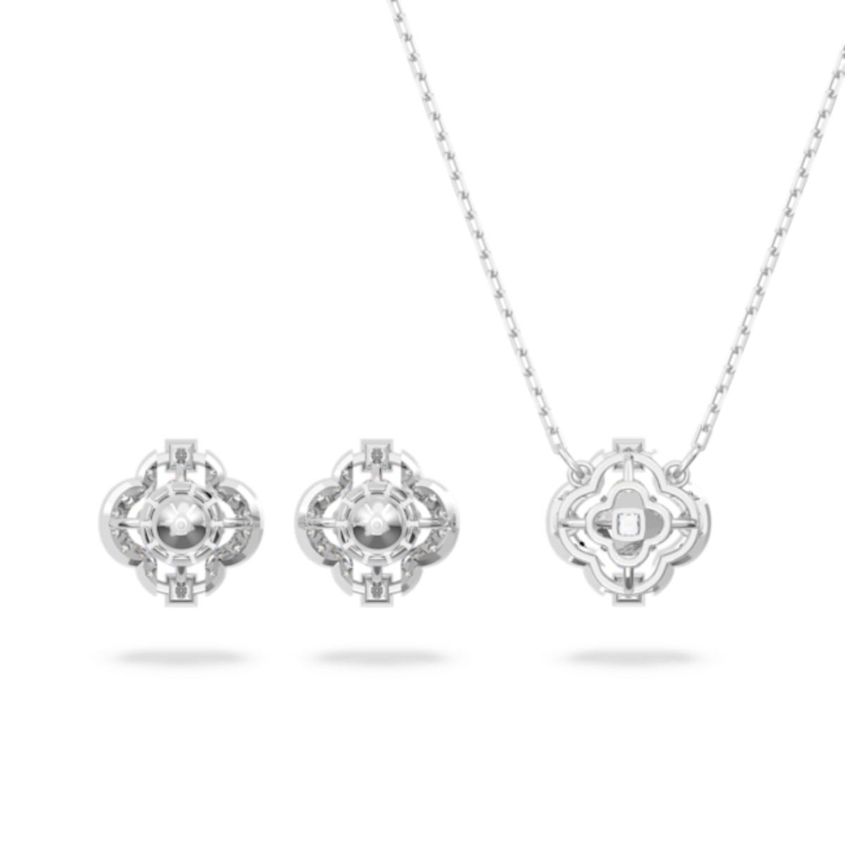 Resim Swarovski Sparkling Dance Set, Karışık kesimler, Yonca, Beyaz, Rodyum kaplama