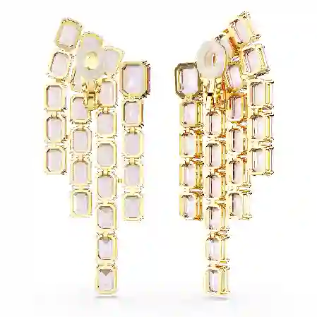 Resim Millenia Klipsli Küpeler, Sekizgen kesim, Avize, Mor, Altın rengi kaplama