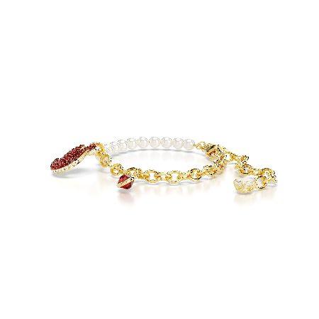Resim Swarovski Iconic Swan Bileklik, Kristal inci, Kuğu, Kırmızı, Altın rengi kaplama