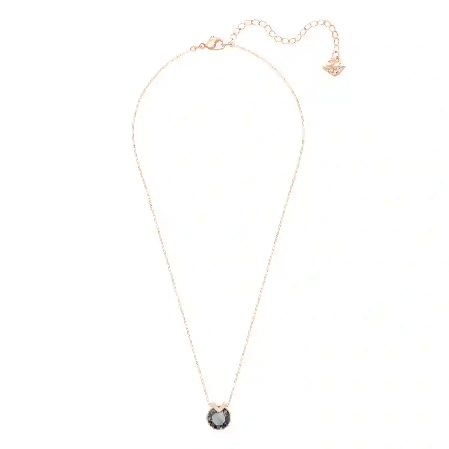 Resim Bella V Kolye, Yuvarlak kesim, Gri, Pembe altın rengi kaplama