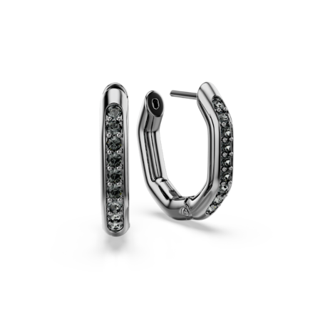 Resim Dextera halka küpeler Sekizgen şekil, Yuvarlak kesim, Küçük, Siyah, Rutenyum kaplama