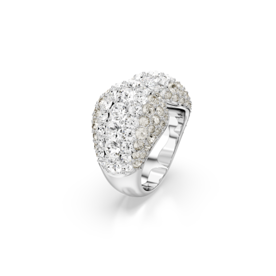 Resim Sublima Kokteyl Yüzüğü, Yuvarlak kesim, Beyaz, Rodyum kaplama