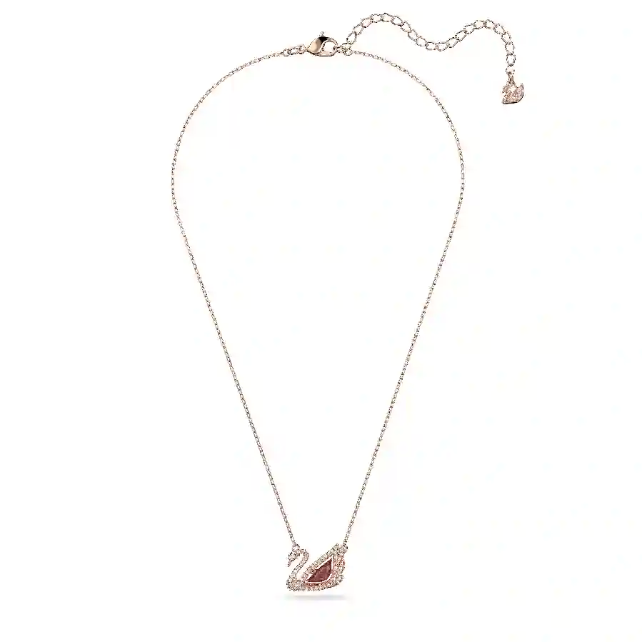 Resim Swan Kolye, Kuğu, Kırmızı, Pembe altın rengi kaplama