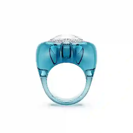 Resim Dulcis Kokteyl Yüzüğü, Kalp kesim, Pavé, Kalp, Mavi