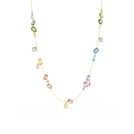 Resim Gema Dizi Kolye, Karışık kesimler, Çok renkli, Altın rengi kaplama