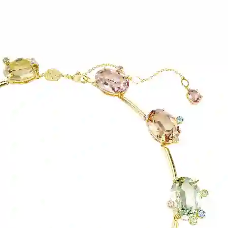 Resim Gema Kolye, Karışık kesimler, Çok renkli, Altın rengi kaplama