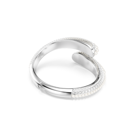 Resim Sublima Kelepçe, Kristal inci, Yuvarlak kesim, Beyaz, Rodyum kaplama