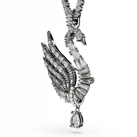 Resim Swan Vienna Kolye ve broş, Kuğu, Beyaz, Rutenyum kaplama