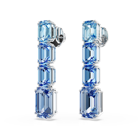 Resim Millenia damla küpeler, Sekizgen kesim, Renk geçişli, Mavi, Rodyum kaplama