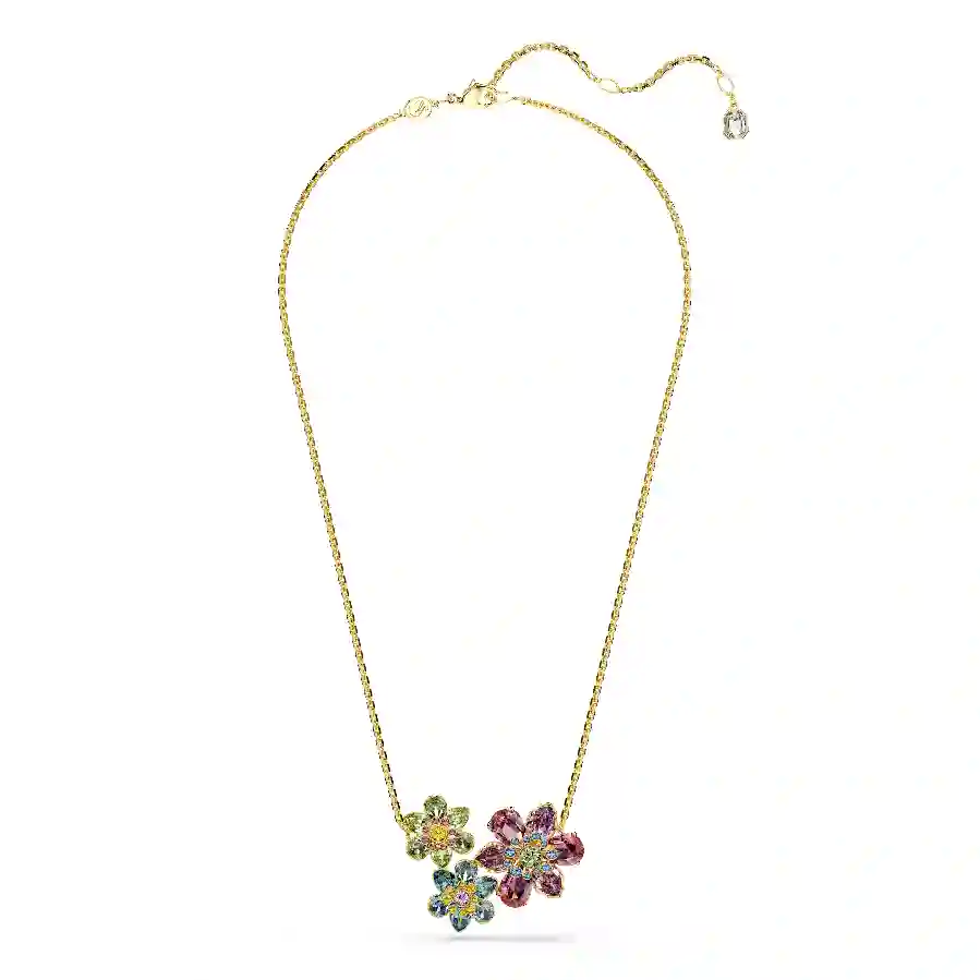Resim Idyllia Kolye, Karışık kesimler, Çiçek, Çok renkli, Altın rengi kaplama