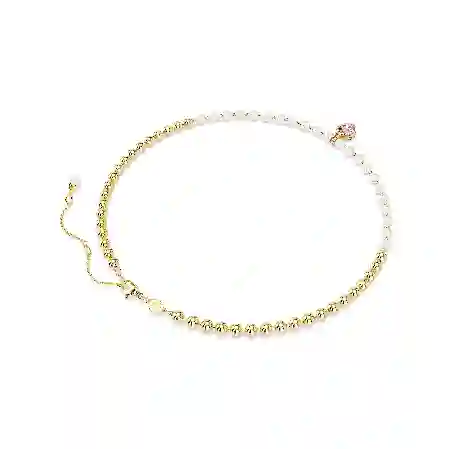 Resim Imber Kolye, Kristal inci, Kalp kesim, Kalp, Pembe, Altın rengi kaplama