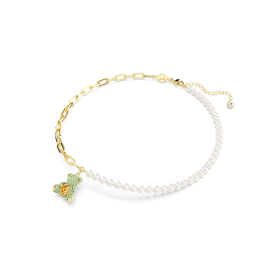 Resim Teddy Kolye, Kristal inci, Ayıcık, Çok renkli, Altın rengi kaplama