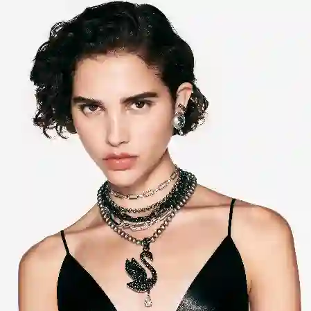 Resim Imber Tennis Kolye, Yuvarlak kesim, Gri, Rutenyum kaplama