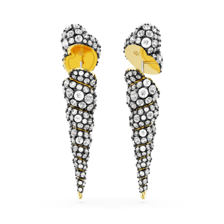 Resim Idyllia damla küpeler, Asimetrik tasarım, Yuvarlak kesim, Deniz Kabuğu, Beyaz, Karışık metal yüzey