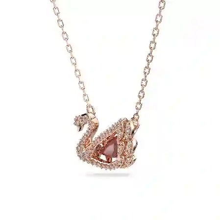 Resim Swan Kolye, Kuğu, Kırmızı, Pembe altın rengi kaplama