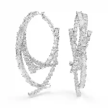 Resim Matrix halka küpeler, Karışık kesimler, Beyaz, Rodyum kaplama