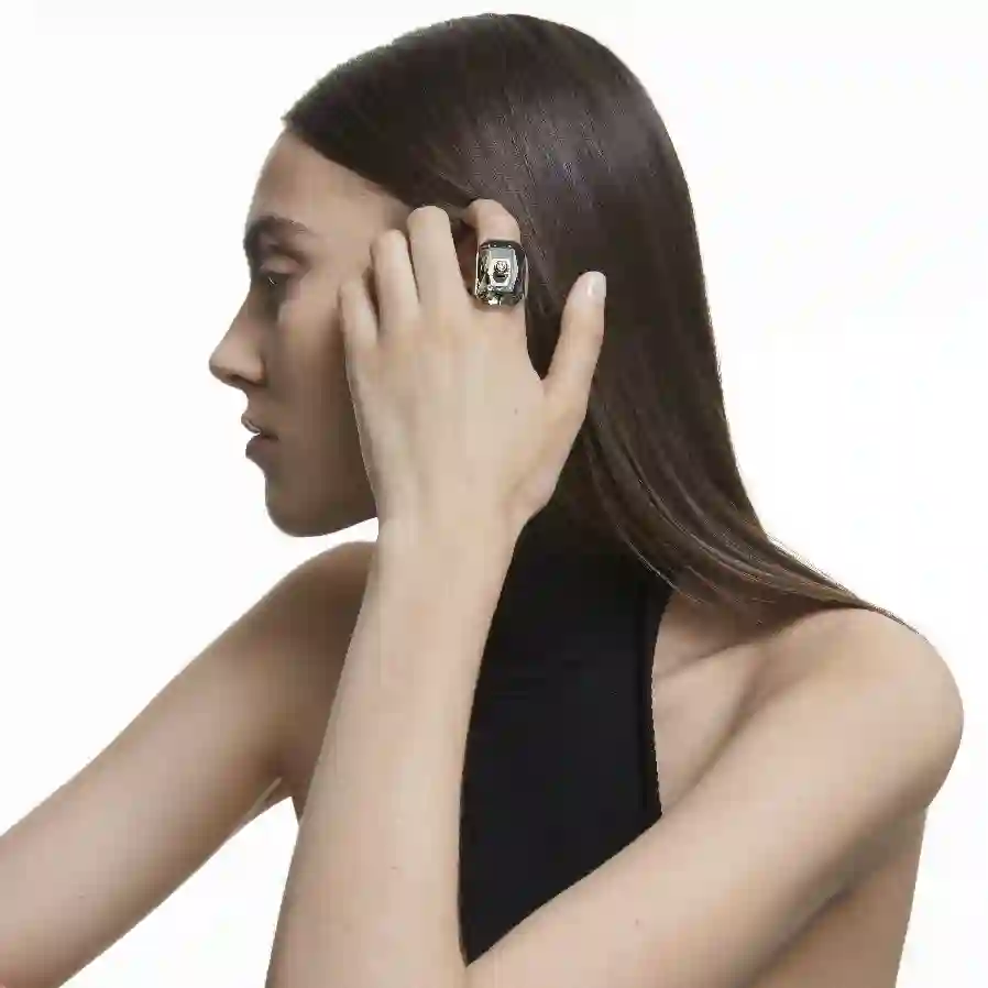 Resim Numina Kokteyl Yüzüğü, Sekizgen kesim, Gri, Altın rengi kaplama