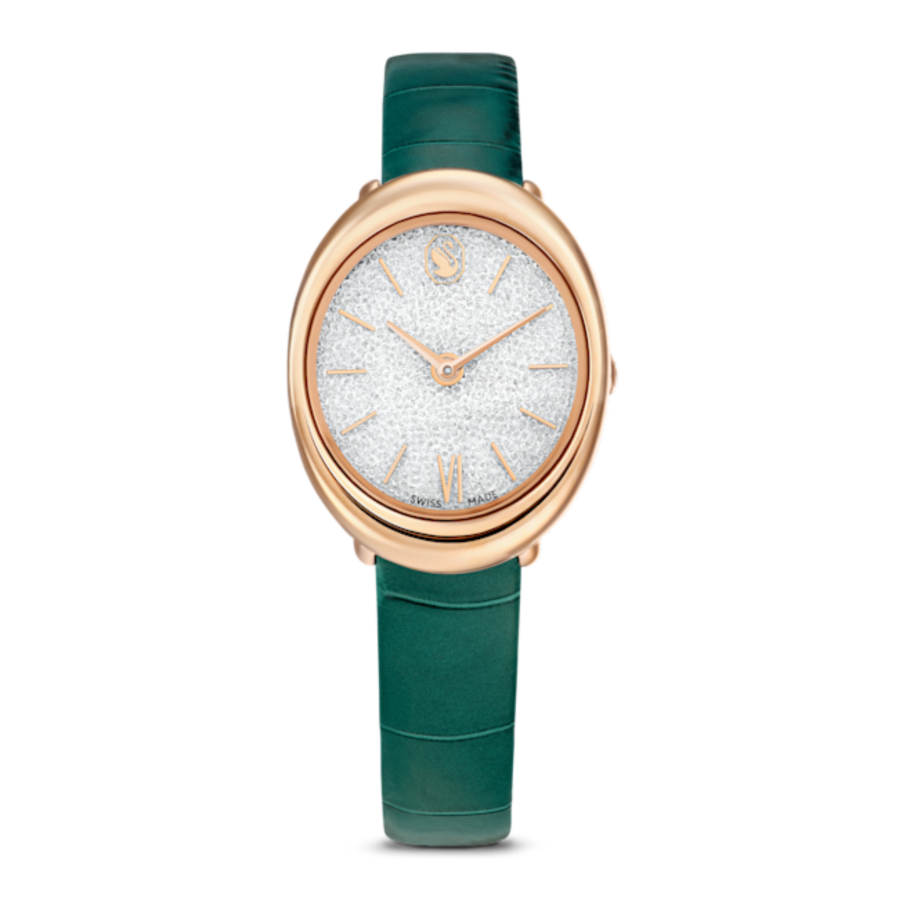 Resim Imber Saat, İsviçre Üretimi, Deri kayış, Yeşil, Pembe altın rengi yüzey