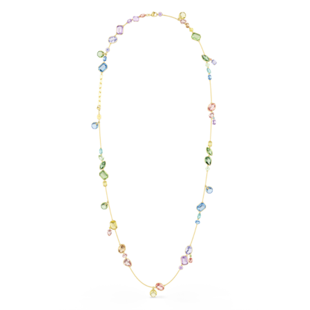 Resim Gema Dizi Kolye, Karışık kesimler, Çok renkli, Altın rengi kaplama