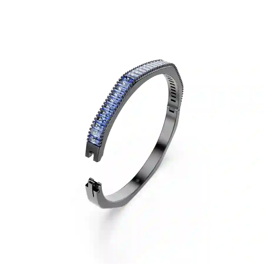 Resim Matrix Bileklik, Baget kesim, Sekizgen şekil, Mavi, Rutenyum kaplama