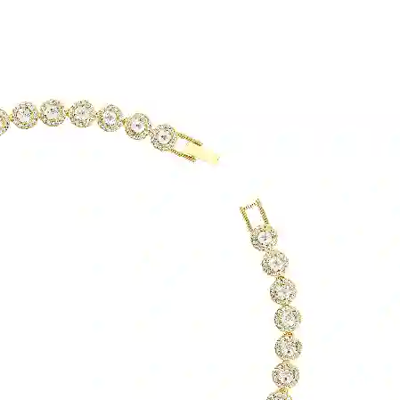 Resim Una Angelic Tennis kolye, Yuvarlak kesim, Beyaz, Altın rengi kaplama