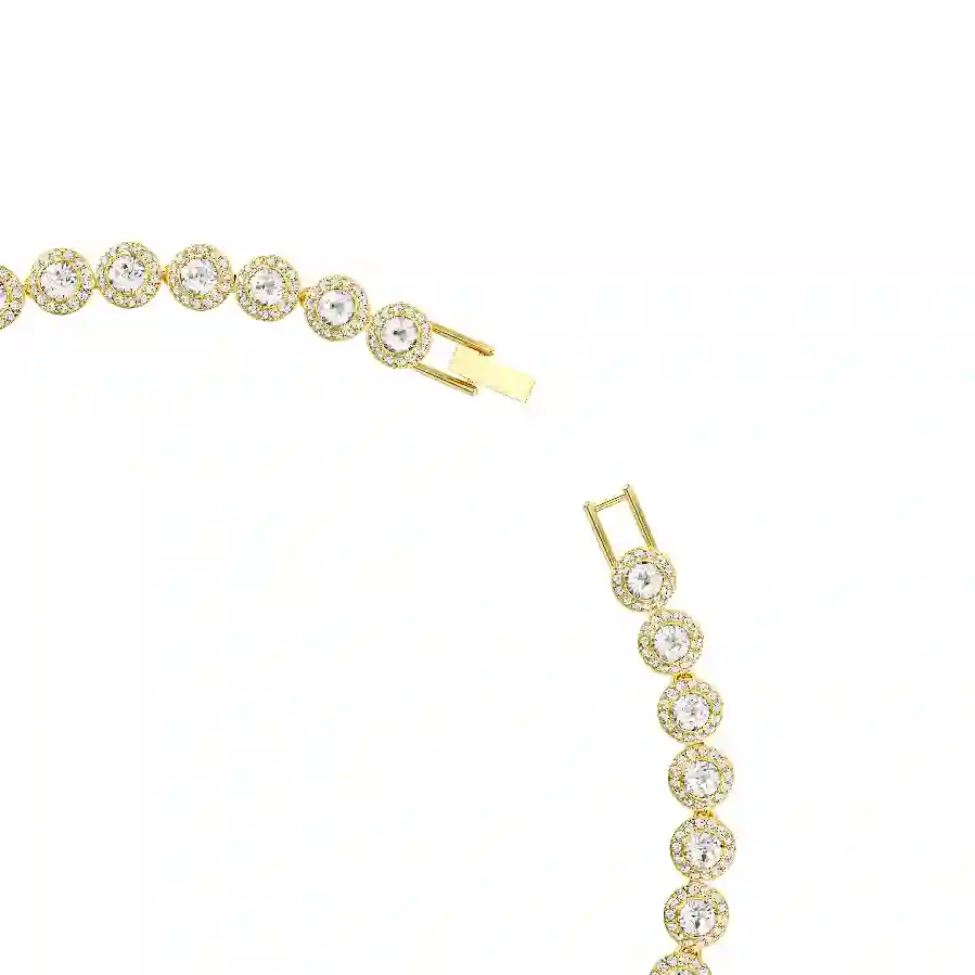 Resim Una Angelic Tennis kolye, Yuvarlak kesim, Beyaz, Altın rengi kaplama