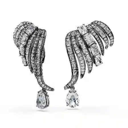 Resim The Vienna Collection kelepçe küpe, Tüy, Beyaz, Rutenyum kaplama