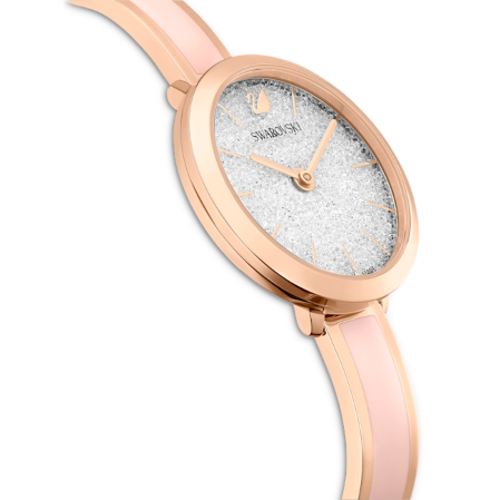 Resim Crystalline Delight Saat, İsviçre Üretimi, Metal bileklik, Pembe, Pembe altın rengi yüzey