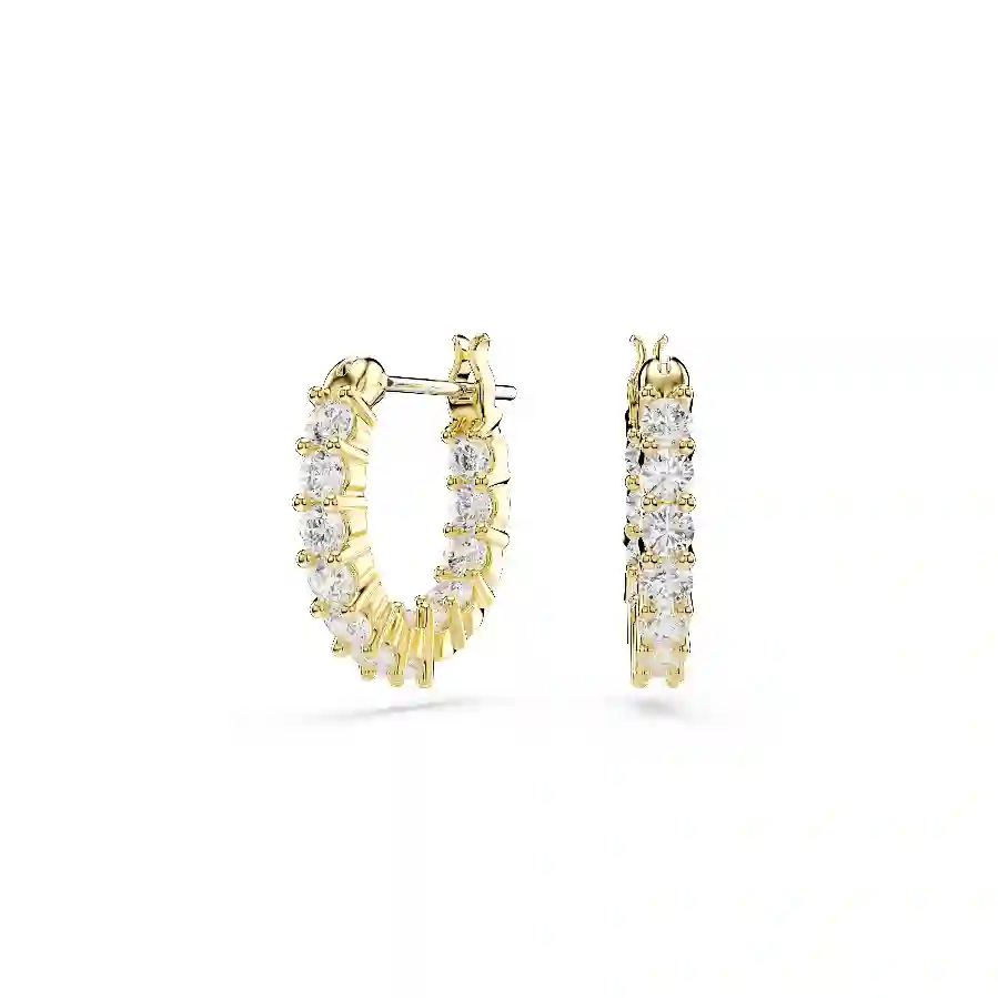 Resim Matrix Vittore halka küpeler, Yuvarlak kesim, Beyaz, Altın rengi kaplama