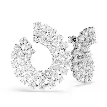 Resim Matrix halka küpeler, Karışık yuvarlak kesimler, Beyaz, Rodyum kaplama