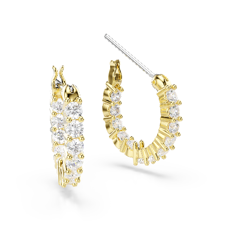 Resim Matrix Vittore halka küpeler, Yuvarlak kesim, Beyaz, Altın rengi kaplama