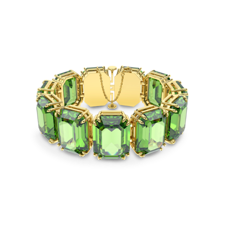 Resim Millenia Bileklik, Büyük kristaller, Sekizgen kesim, Yeşil, Altın rengi kaplama