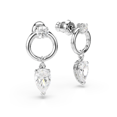 Resim Mesmera damla küpeler, Karışık kesimler, Beyaz, Rodyum kaplama