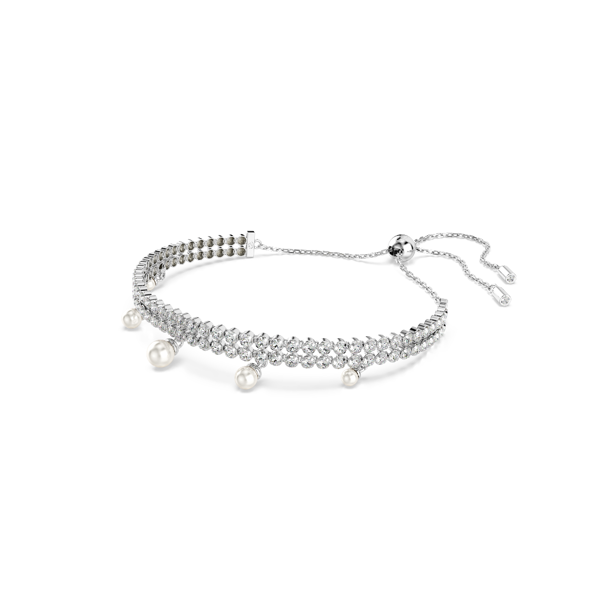 Resim Ariana Grande x Swarovski Bileklik, Kristal inci, Yuvarlak kesim, Beyaz, Rodyum kaplama