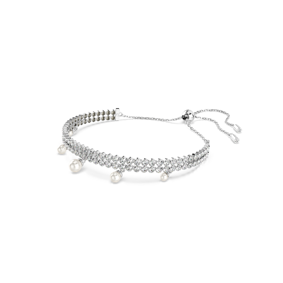 Resim Ariana Grande x Swarovski Bileklik, Kristal inci, Yuvarlak kesim, Beyaz, Rodyum kaplama