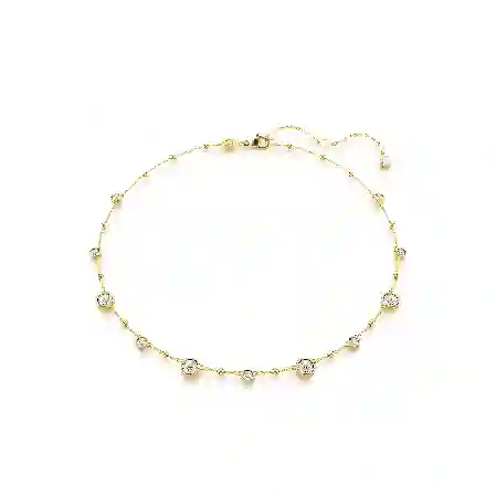 Resim Imber Kolye, Yuvarlak kesim, Serpiştirilmiş tasarım, Beyaz, Altın rengi kaplama