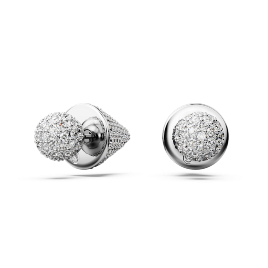 Resim Sublima düğme Küpeler, Ay, Beyaz, Rodyum kaplama