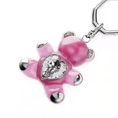 Resim Teddy Anahtarlık, Ayıcık, Pembe, Rodyum kaplama