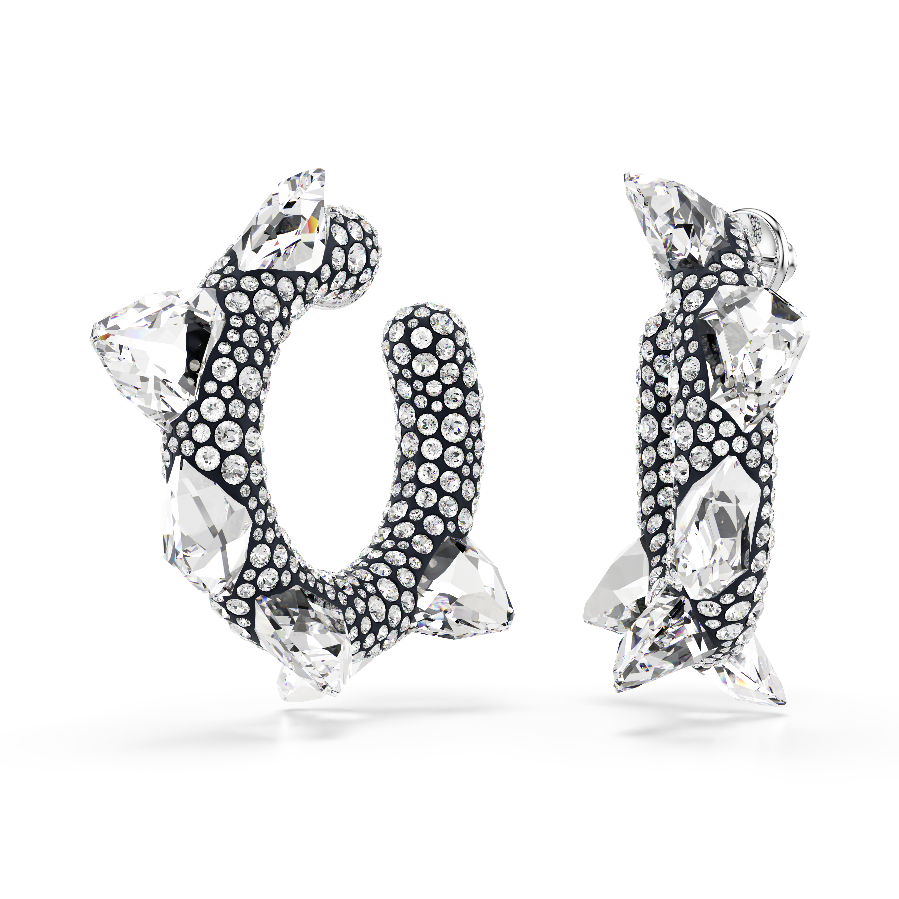 Resim Sublima halka küpeler, Çivi, Beyaz, Rodyum kaplama