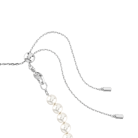 Resim Ariana Grande x Swarovski Tennis gerdanlık, Karışık kesimler, Kristal inci, Kalp, Beyaz, Rodyum kaplama