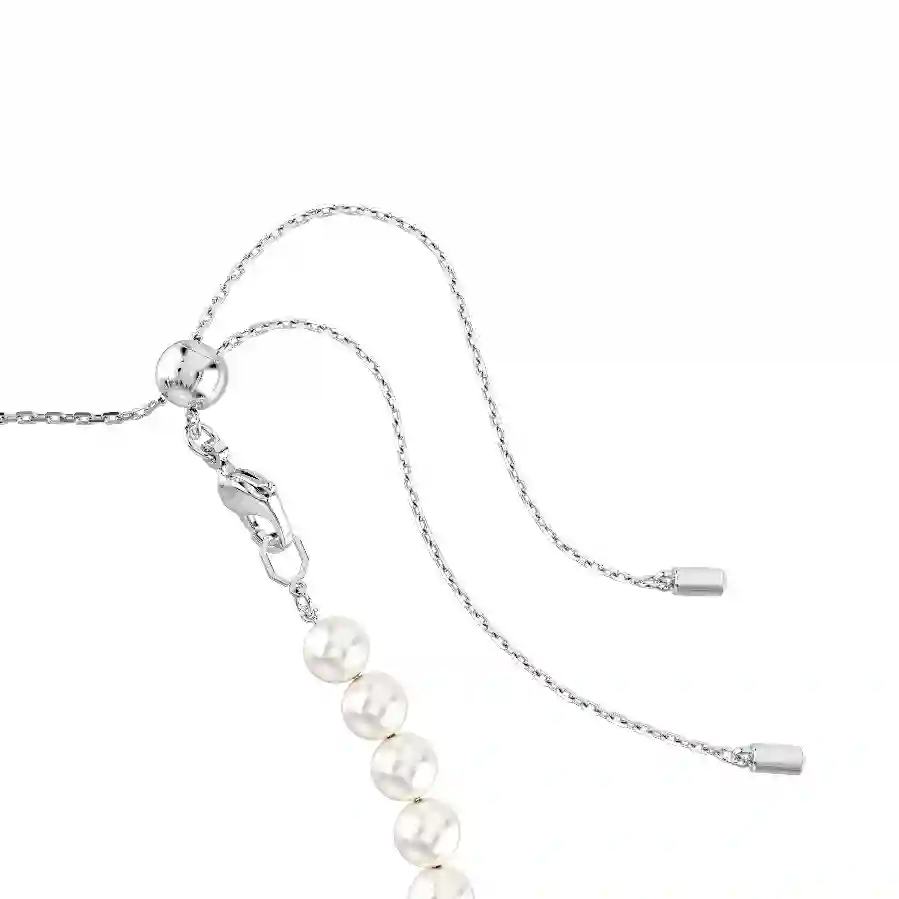 Resim Ariana Grande x Swarovski Tennis gerdanlık, Karışık kesimler, Kristal inci, Kalp, Beyaz, Rodyum kaplama