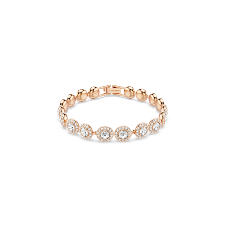 Resim Angelic Tennis bileklik, Yuvarlak kesim, Pavé, Orta, Beyaz, Pembe altın rengi kaplama